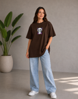 Oversize Baskılı T-Shirt Kadın Panda