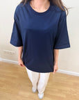 Oversize T-Shirt Lacivert Kadın