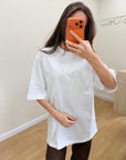 Oversize T-Shirt Beyaz Kadın
