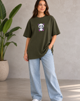 Oversize Baskılı T-Shirt Kadın Panda