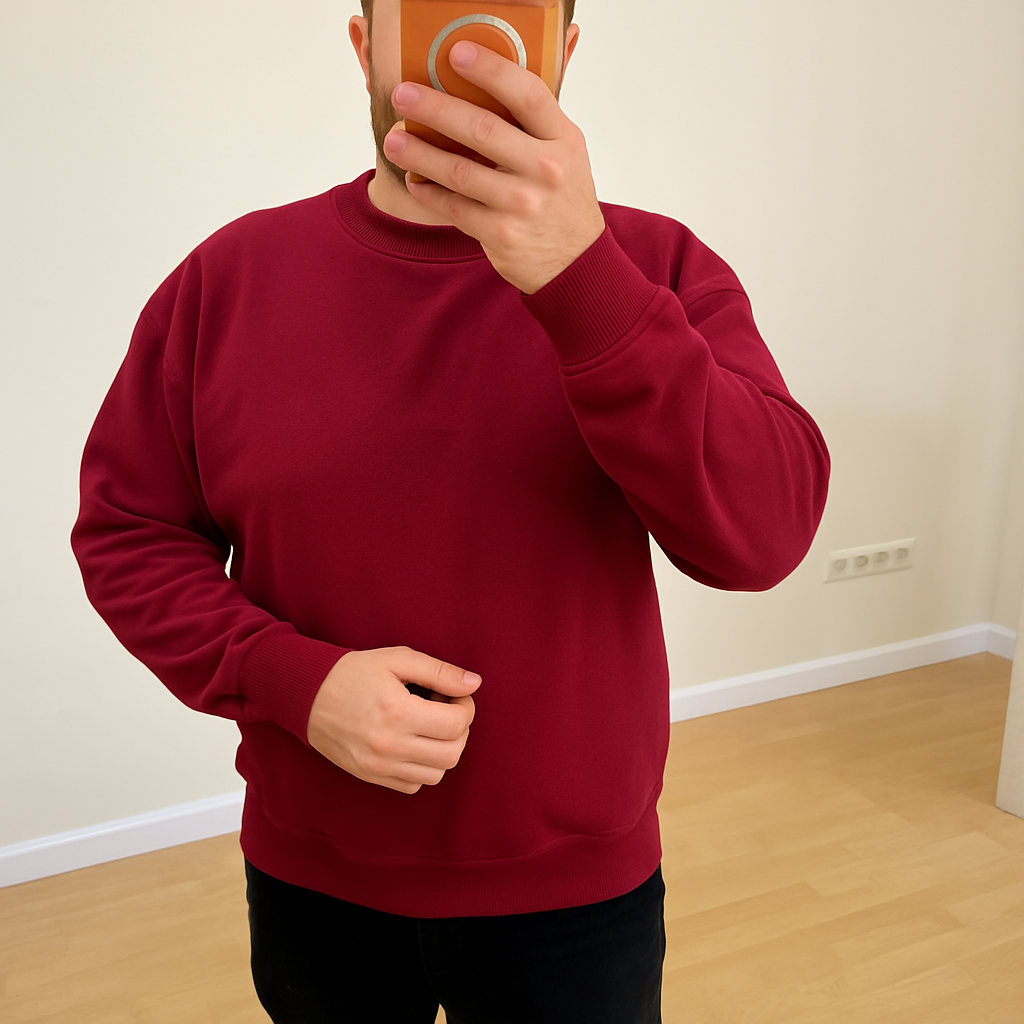 Basic Sweatshirt Erkek Gri