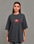 Oversize Baskılı T-Shirt Kadın Kiss me