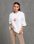 Oversize Baskılı T-Shirt Kadın Kiraz