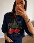 Oversize Baskılı T-Shirt Kadın CHERRY