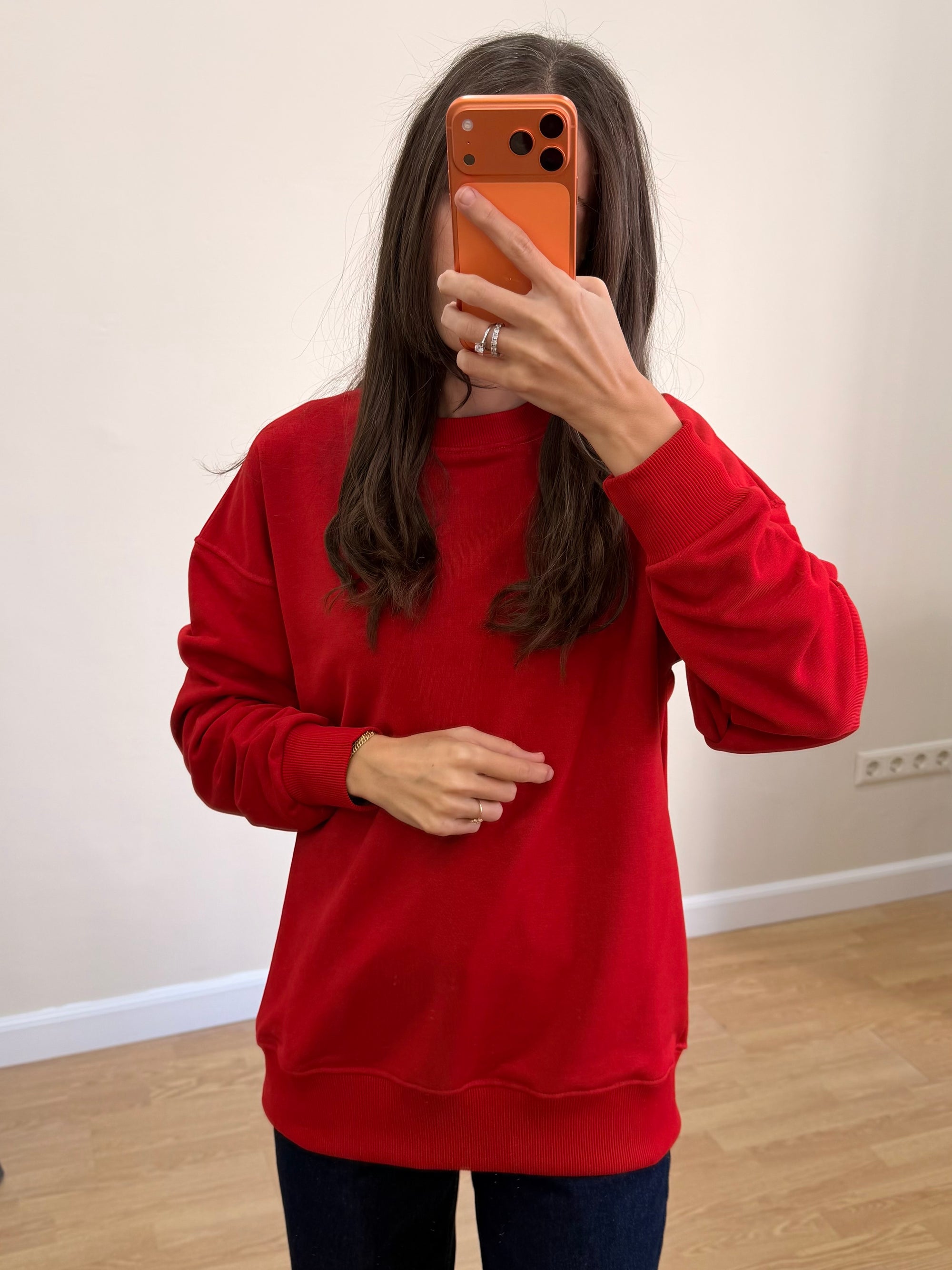 Basic Sweatshirt Kadın Ekru