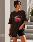 Oversize Baskılı T-Shirt Kadın Vespa Motor