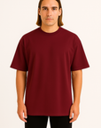 Oversize T-Shirt Bordo Erkek