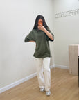 Oversize T-Shirt Haki Kadın
