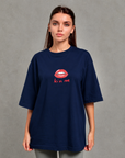 Oversize Baskılı T-Shirt Kadın Kiss me