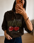 Oversize Baskılı T-Shirt Kadın CHERRY